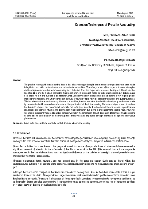 (PDF) Detection Techniques of Fraud in Accounting