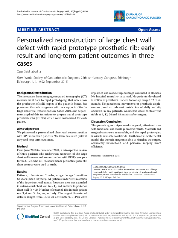 (PDF) Personalized reconstruction of large chest wall defect with rapid ...