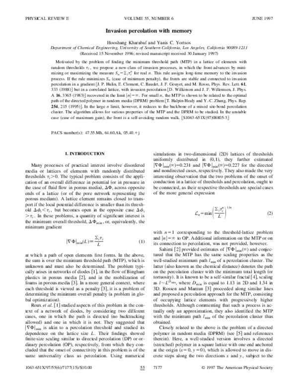 (PDF) Invasion percolation with memory