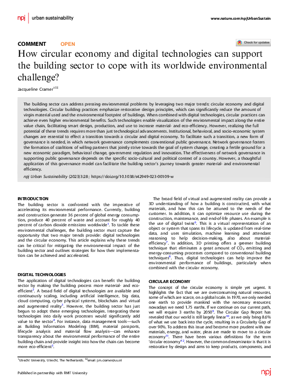(PDF) How circular economy and digital technologies can support the ...