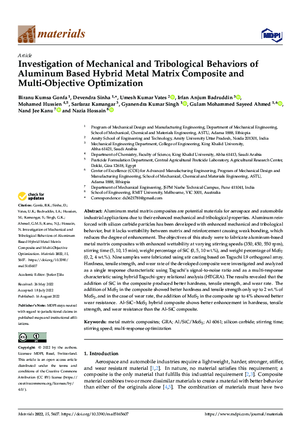(PDF) Investigation of Mechanical and Tribological Behaviors of ...