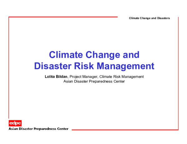 (PDF) Climate Change and Disaster Risk Management