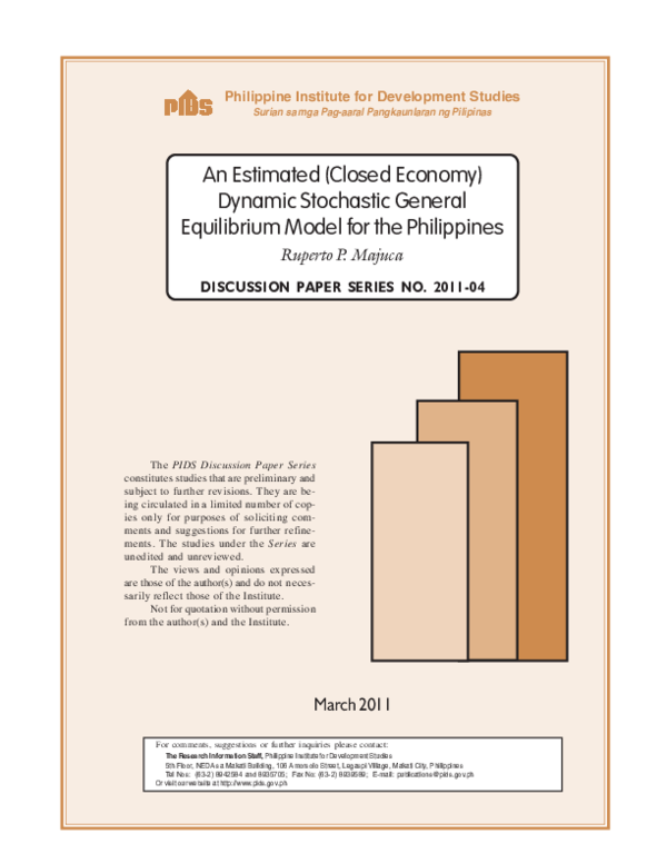 (PDF) An Estimated (Closed Economy) Dynamic Stochastic General ...