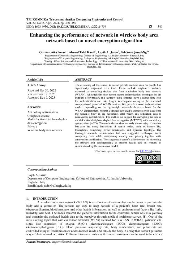(PDF) Enhancing the performance of network in wireless body area ...