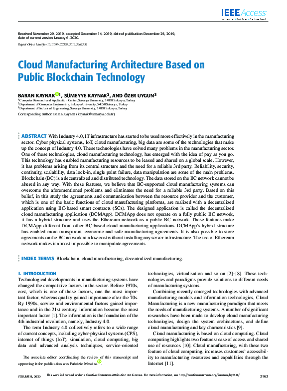 (PDF) Cloud Manufacturing Architecture Based on Public Blockchain ...