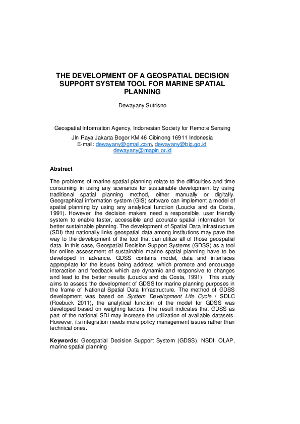 (PDF) The development of spatial decision support system tool for ...