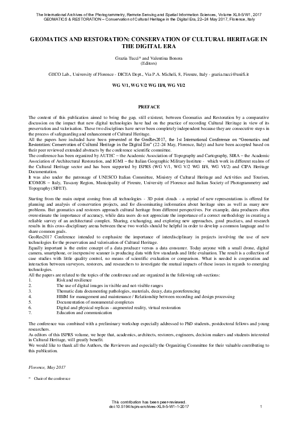 (PDF) Geomatics and Restoration: conservation of cultural heritage in ...