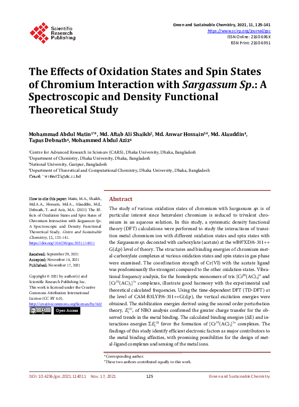 (PDF) The Effects of Oxidation States and Spin States of Chromium ...