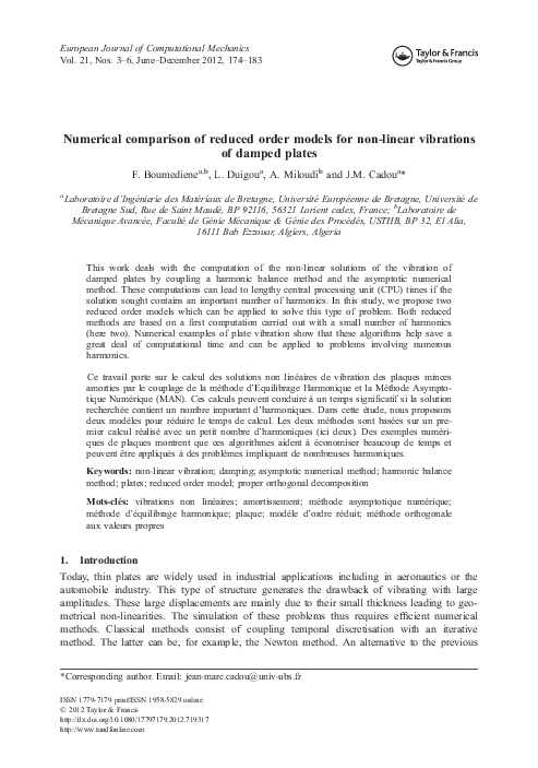 (PDF) Numerical comparison of reduced order models for non-linear ...