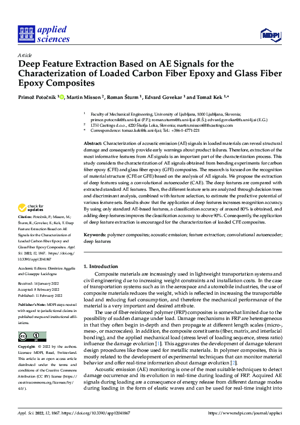 (PDF) Deep Feature Extraction Based on AE Signals for the ...
