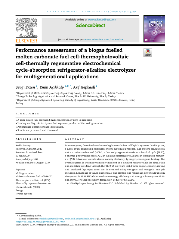 (PDF) Performance assessment of a biogas fuelled molten carbonate fuel ...
