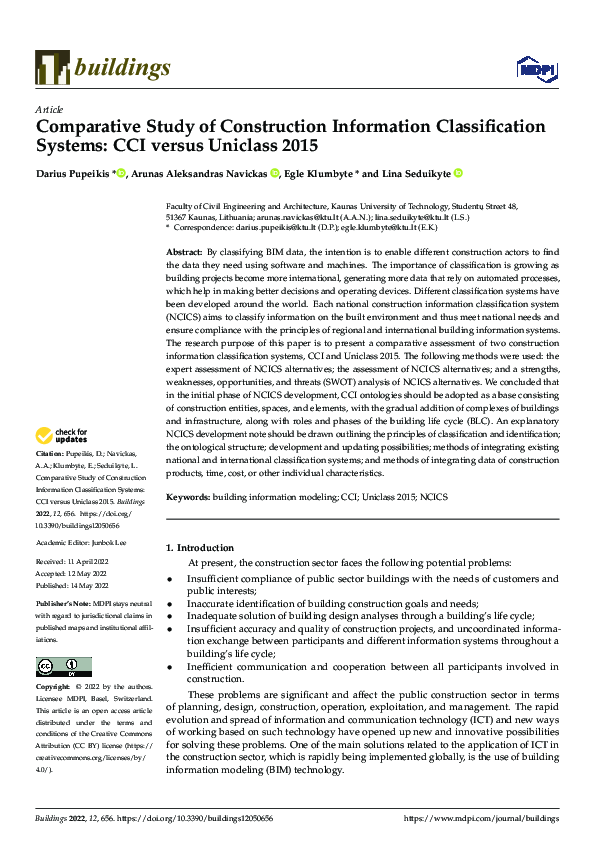 (PDF) Comparative Study of Construction Information Classification ...