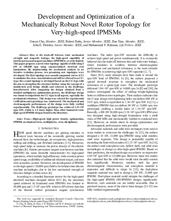 (PDF) Development and Optimization of a Mechanically Robust Novel Rotor ...