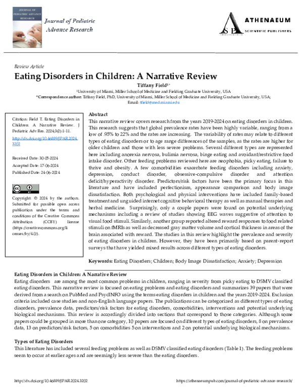 (PDF) Eating Disorders in Children: A Narrative Review