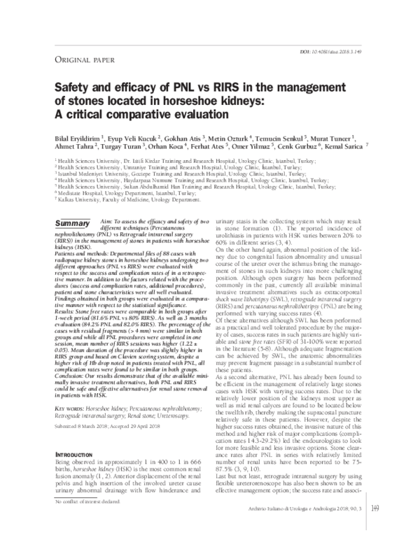 (PDF) Safety and efficacy of PNL vs RIRS in the management of stones ...