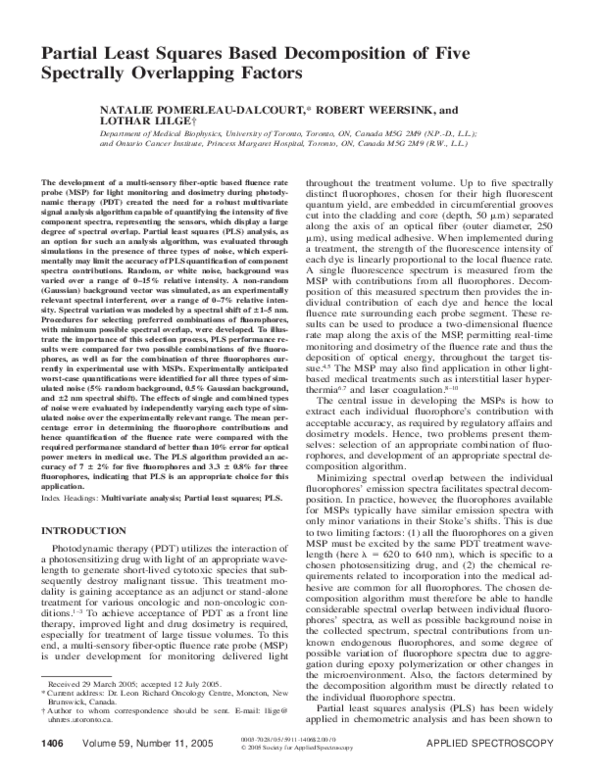 (PDF) Partial Least Squares Based Decomposition of Five Spectrally ...