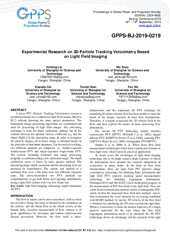 (PDF) Experimental Research on 3D Particle Tracking Velocimetry Based ...