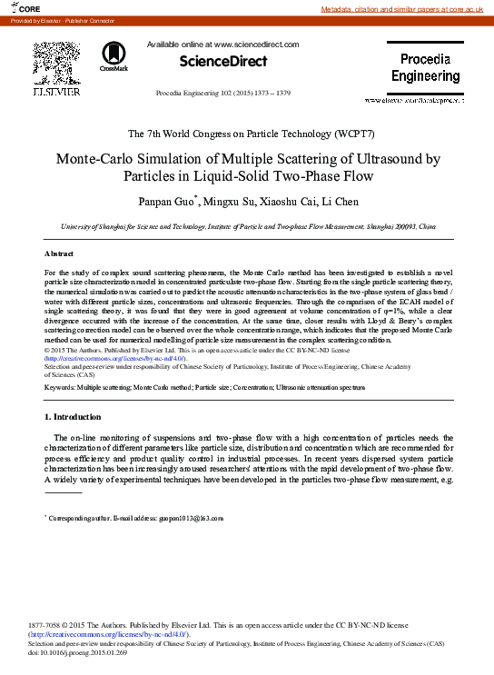 (PDF) Monte-Carlo Simulation of Multiple Scattering of Ultrasound by ...