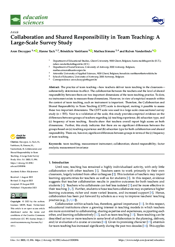 (PDF) Collaboration and Shared Responsibility in Team Teaching: A Large ...