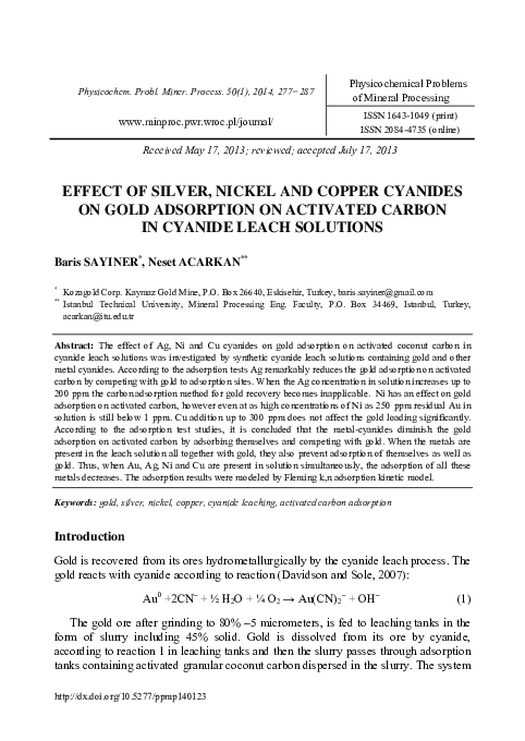 (PDF) Physicochemical Problems of Mineral Processing EFFECT OF SILVER ...