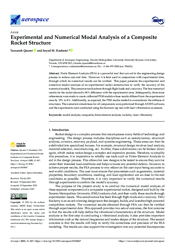 (PDF) Experimental and Numerical Modal Analysis of a Composite Rocket ...