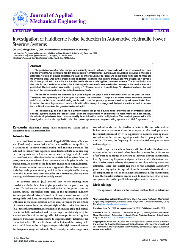 (PDF) Investigation of Fluidborne Noise Reduction in Automotive ...