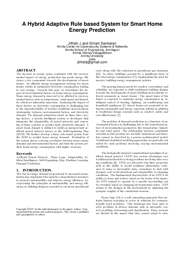 (PDF) A Hybrid Adaptive Rule Based System For Smart Home Energy Prediction