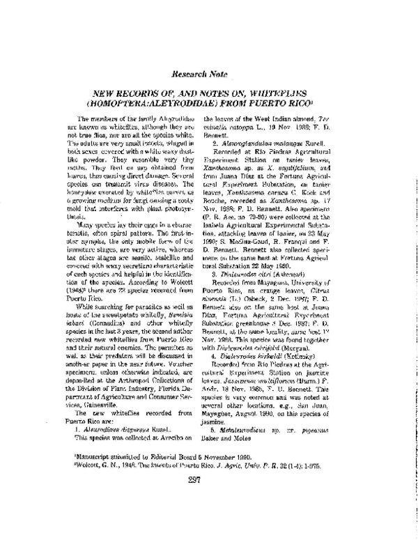 (PDF) New Records Of, and Notes On, Whiteflies (Homoptera: Aleyrodidae ...