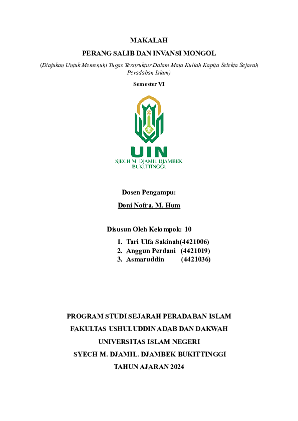 (PDF) MAKALAH PERANG SALIB DAN INVANSI MONGOL