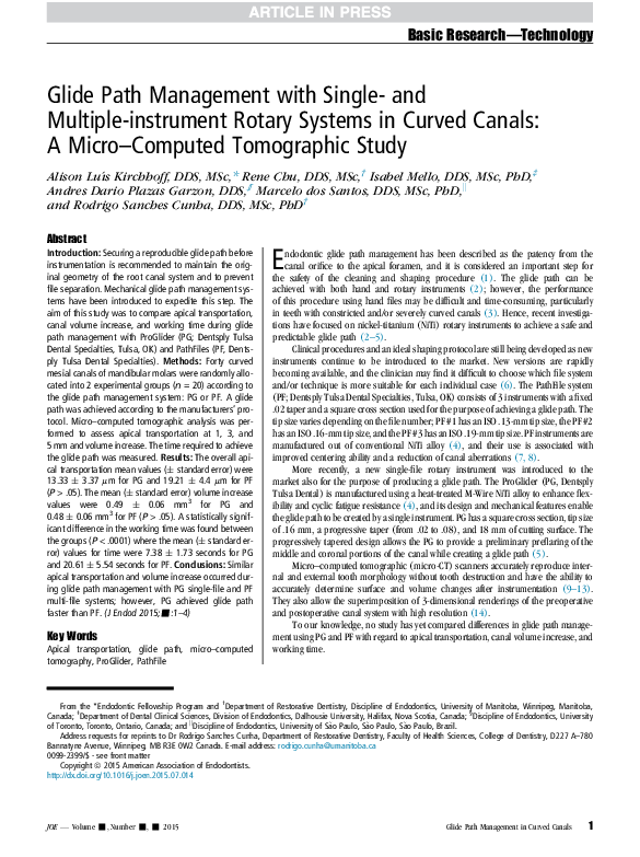 (PDF) Glide Path Management with Single- and Multiple-instrument Rotary ...
