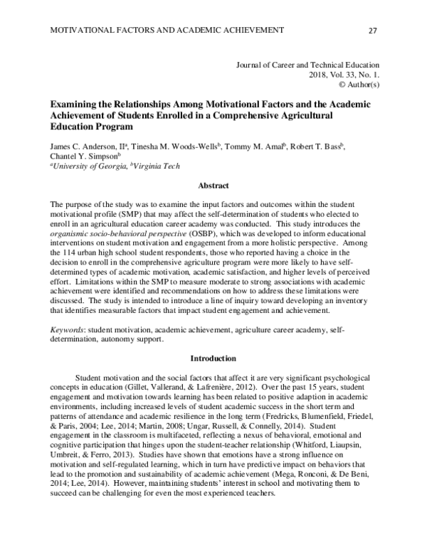 (PDF) Examining the Relationships Among Motivational Factors and the ...