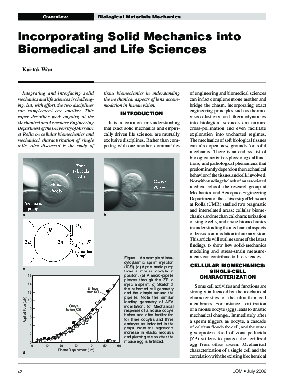 (PDF) Incorporating solid mechanics into biomedical and life sciences