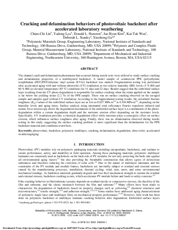 (PDF) Cracking and delamination behaviors of photovoltaic backsheet ...