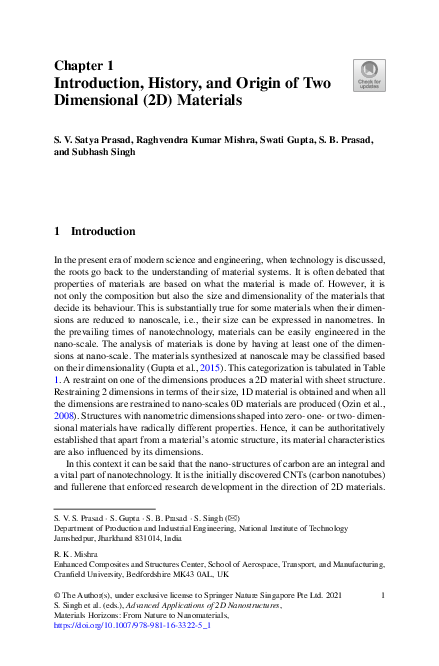 (PDF) Introduction, History, and Origin of Two Dimensional (2D) Materials