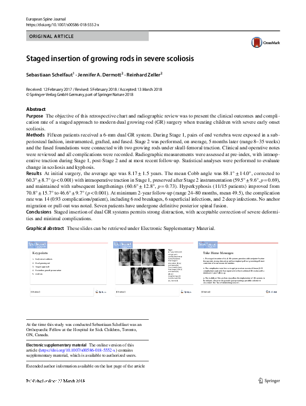 (PDF) Staged insertion of growing rods in severe scoliosis