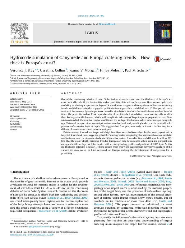 (PDF) Hydrocode simulation of Ganymede and Europa cratering trends ...