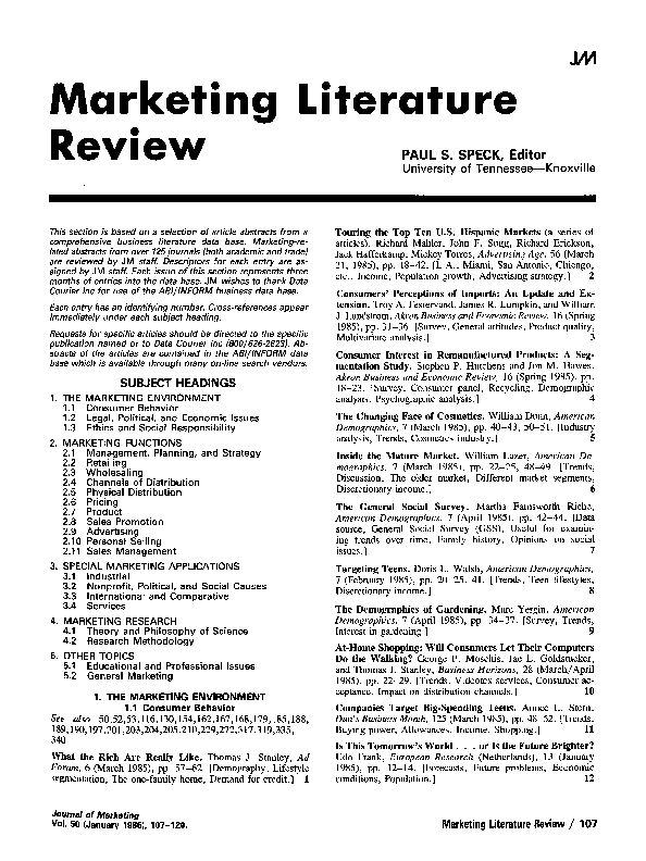 (PDF) Marketing Literature Review