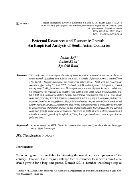 (PDF) External Resources and Economic Growth: An Empirical Analysis of ...