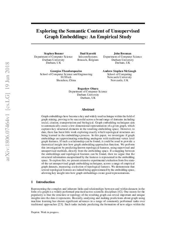 (PDF) Exploring the Semantic Content of Unsupervised Graph Embeddings ...