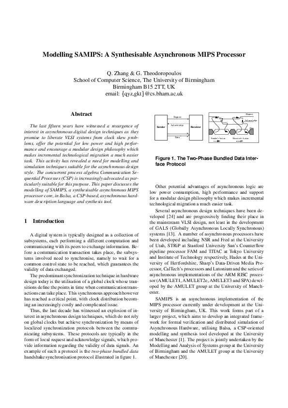 (PDF) Modelling SMIPS: a synthesisable asynchronous MIPS processor