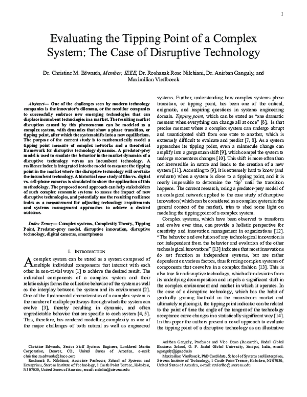 (PDF) Evaluating the Tipping Point of a Complex System: The Case of ...