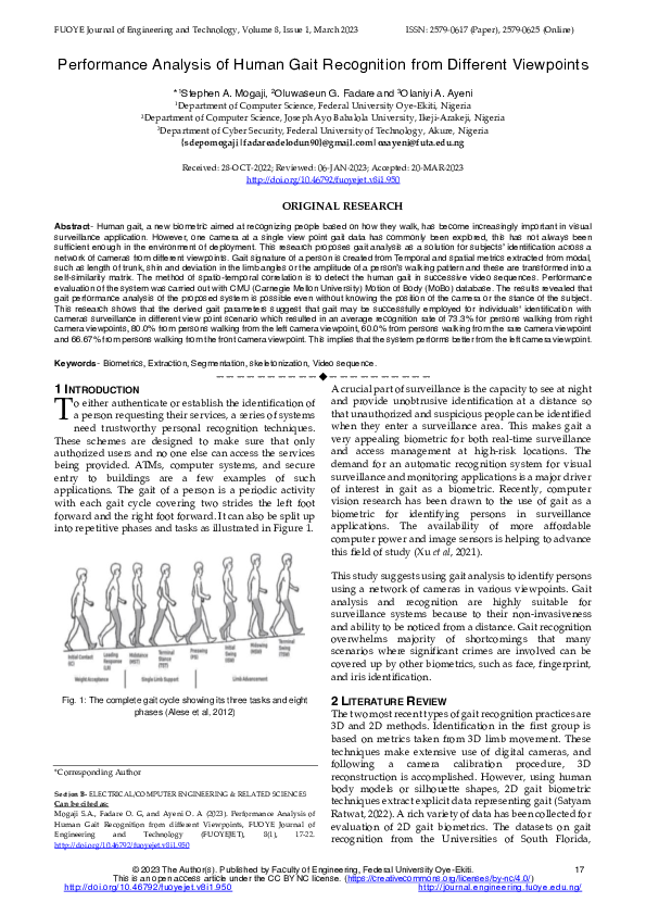 (PDF) Performance Analysis for Human Gait Recognition from different ...