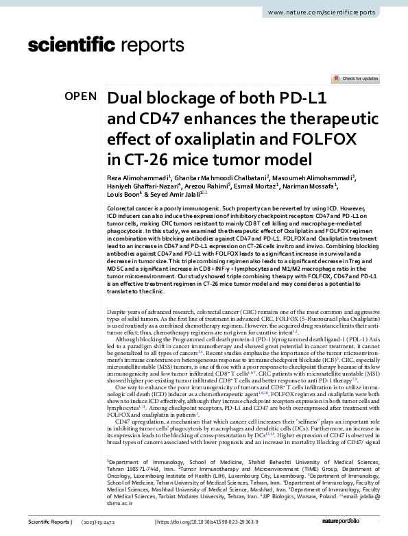 (PDF) Dual blockage of both PD-L1 and CD47 enhances the therapeutic ...