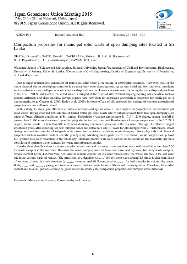 Pdf Compaction Properties For Municipal Solid Waste At Open Dumping