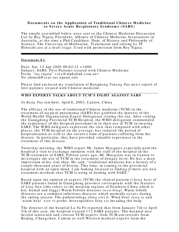 (PDF) Documents on the Application of Traditional Chinese Medicine To ...