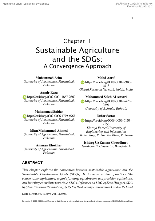 (PDF) Sustainable Agriculture and the SDGs: A Convergence Approach