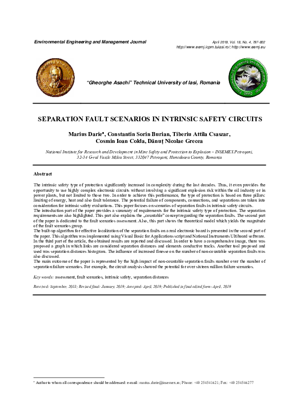 Image showcasing (PDF) Separation Fault Scenarios in Intrinsic Safety Circuits