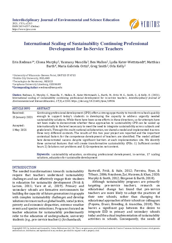 (PDF) International Scaling of Sustainability Continuing Professional ...