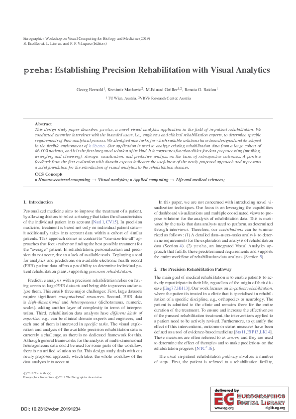 (PDF) preha: Establishing Precision Rehabilitation with Visual Analytics