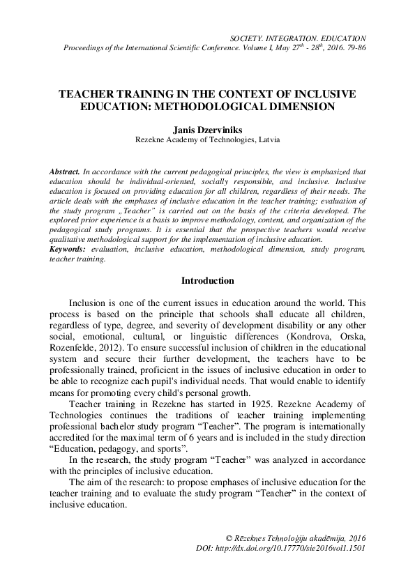 (PDF) Teacher Training in the Context of Inclusive Education ...